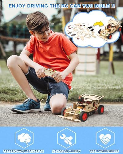 Poraxy 6 in 1 STEM Projects for Kids Ages 8-13, 3D Puzzles for Ages 8-13, STEM Building Sets 6-8, Electronic Science Kits Wood Car Crafts Birthday Gifts for 7 8 9 10 11 12 13 Year Old Boys Girls - Image 4