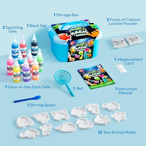 Klever Kits Glow-in-The-Dark Water Gel Kit, Magic Fairy Water Pets Toy Kit with 10 Gels(7 Glow-in-The-Dark Gels), 12 Molds, Preserving Bottle, DIY Squishy Maker Craft Kits, Arts and Crafts for Kids - Image 6