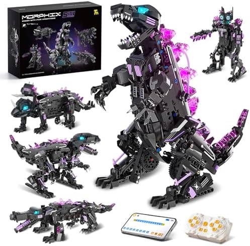 DOLIVE STEM 5 in1 Dinosaurs Building Kits for Kids Ages 8-14, Remote Control and App Controlled Dinosaur Figures Toy, Birthday Gift for 8 9 10 11 12+ Years Old by DOLIVETOYSOFFICIAL