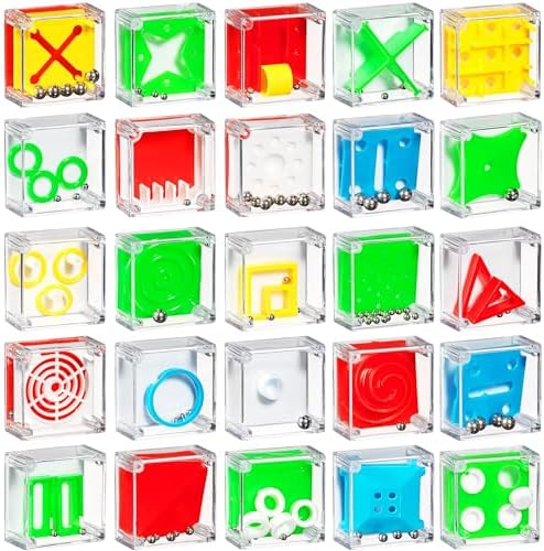 Mini Cube Puzzle Games (24-Pack) 3D Brain Teaser Maze Ball Party Favors by Bedwina