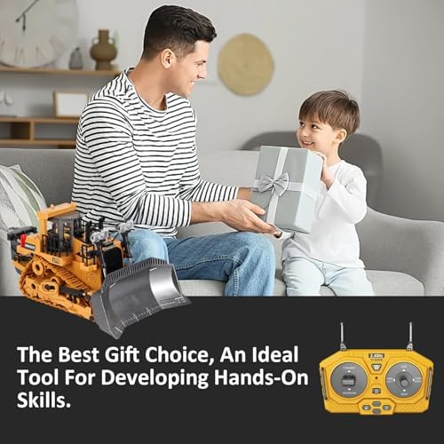 Remote-Controlled Bulldozer, a 9-Channel Toy Bulldozer, 2.4GHz, with Lights and Sound Effects, is The for Children Aged 6-11 and up - Image 4