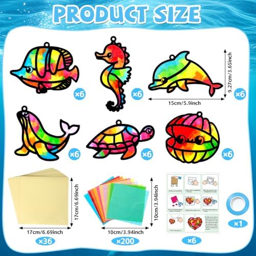 Qyeahkj 36Set Sea Animal Suncatchers Crafts Kit for Kids - Image 2