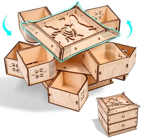 3D Wooden Puzzles for Adults - Mechanical Dragon Treasure Chest Model Kit, DIY Engineering Project, Unique Gift for Women, Collectible Art and Home Display by Zamtzax