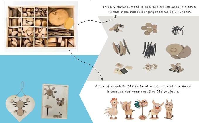 EVDBOBO DIY Wood Chip Craft Kit -Elevate Loose Parts Play Interaction-Enhance Kid Creativity with Natural Wood Slices