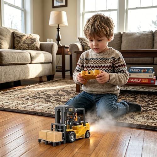 1:24 RC Forklift for Kids, RC Construction Vehicles with Lift Fork & Hook - Image 3