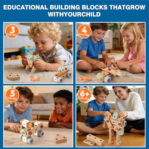 VEAIS Kids Tool Set with Drill,120Pcs Tool Set with ToolBench,Montessori Toy for 3+Year Old,Educational STEM Construction Toys for Ages 3-6,Pretend Play Kids Toys 3-5 Year Old Birthday Gift - Image 4