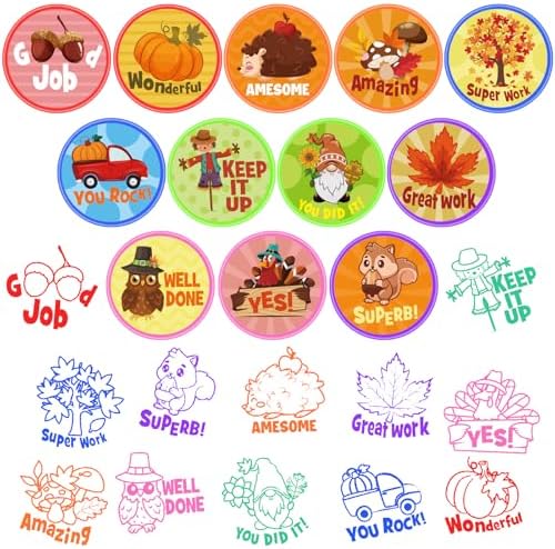 Cinrobiye 24 Pcs Fall Thanksgiving Stampers Party Favor Set, Cute Autumn Stamps for Kids Birthday Party, Classroom Rewards, Goodie Bag Fillers, Thanksgiving Party Supplies, Fall Classroom Activities - Image 3