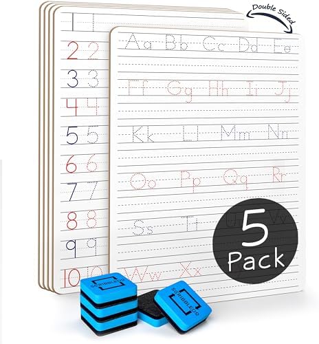 Scribbledo Letter Tracing Board, Dry Erase Alphabet Board with Eraser 5 Set by Scribbledo