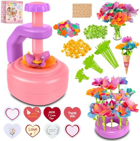 Cretargio Fabric Bouquet Toys Include Extra Accessories Set, Arts and Crafts for Kids Ages 3-12, DIY Flower Craft Kits for Toddler, Birthday Gifts for 3 4 5 6 7 8 9 10+ Year Old Girls by Unknown