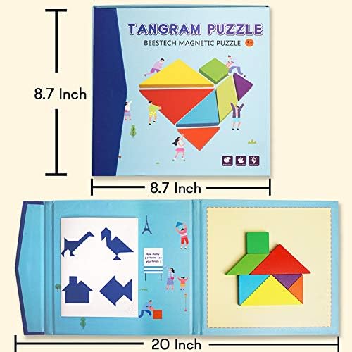 Beestech Wooden Tangram Puzzle Book, Travel Games for Kids in Car, Plane or Take Out for Restaurant, Educational Learning Puzzles Toys, On The Go Toys for Kids, Boys, Girls 3,4,5,6,7,8 Years Old - Image 7
