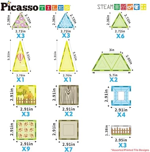PicassoTiles Magnetic Tile Farm Animal Building Playset with 8 Character Figures STEM Construction Toy for Kids Age 3 Plus Educational Pretend Play Learning Blocks Farmyard Creative Activity Kit PTQ17 - Image 5