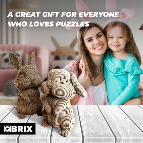 QBRIX Big-Eared Couple 3D Puzzles for Adults, 3D Model Kit for Teens, DIY Crafts for Home Decor, Original Gift for Boys&Girls 14+, Cardboard Model Building Kit - Image 6