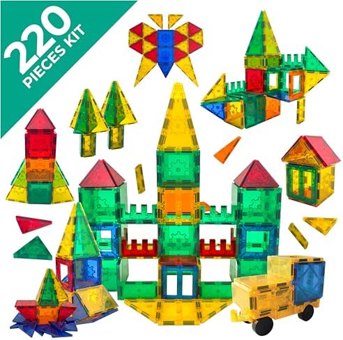 Tytan Tiles 220-Piece Supersized Magnetic Tiles Building Set, 1000s of Creations, Large 3D Castles, Massive Vehicles, & Rocket Ships, Kids’ STEM Toy, Architecture, Innovative Play, Ages 3 and Up - Image 3