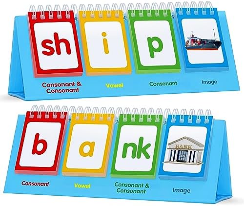 CVCC & CCVC Flip Charts, 40 Words Builder Phonic Games Freestanding Flip Chart Manipulative Spelling Toy Educational Learning Tool for Student Teacher School Supplies by SpriteGru
