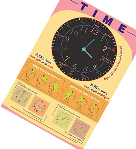 SANTSUN Telling Time Poster for Toddler and Kid.Great Visual Learning Clock Time Resource.Perfect Educational Tool and Classroom Decorations for Classroom,Homeschool,Teachers and Parents(17x24in) - Image 3