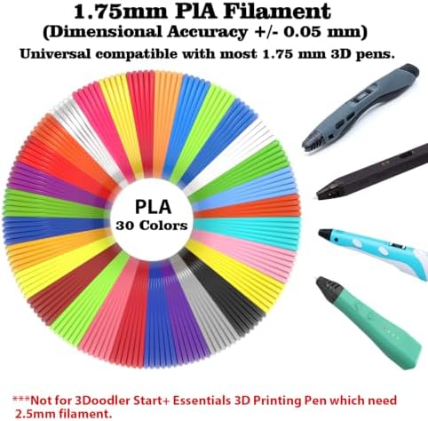 3D Pen Filament Refills 30 Colors, Bonus 250 Stencils eBooks - 3D Pen Filament PLA 1.75mm,Non-Toxic, Smooth Printing Refills - Image 3