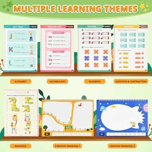 Magic Grooved Writing Practice for Kids Ages 3-8, 7 Reusable Large Books - Image 4