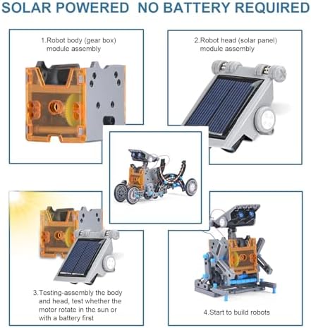 Toys for Ages 8-13,12 in 1 Stem Project Solar Robot Toy for 10 Years Old Autism Boy,Science Kits for Kids Age 8-14,Building Gear Toy Christmas Birthday Gift Idea for Boy Age 8 9 10 11 12 13 14 - Image 6