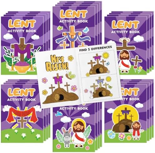 Bulk Easter Lent Activity Books, 24Pcs Mini Games Coloring Booklet for Kids by X1zuue