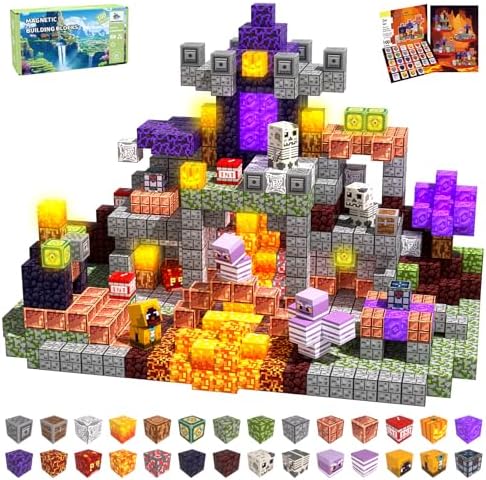 Magnetic Blocks, 100PCS Light Up Building Cube Toys Gifts for Kids by SSAWER