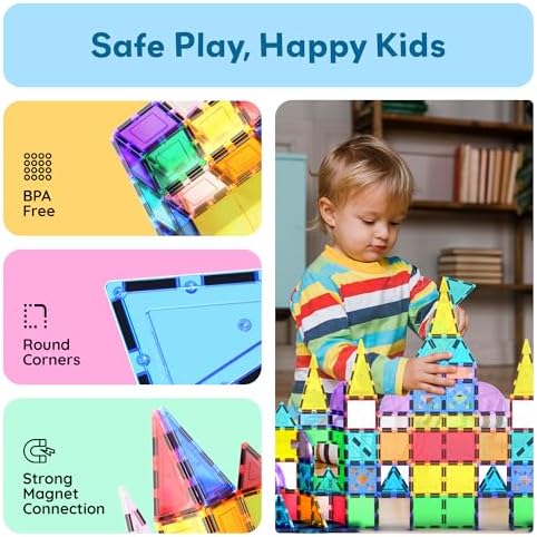 PicassoTiles 152 Piece Magnetic Tiles, Mirror Theme STEM Building Ages 3+ - Image 6