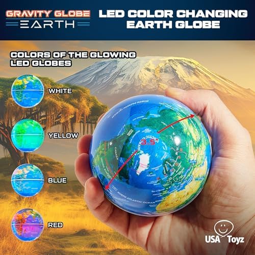 USA Toyz Gravity Globe Earth Ball and C Frame Set - Magnetic Levitating Lamp with Multicolor LED Lights, Spinning Rotating Floating Globe for Desk, Stand Compatible with USA Toyz Gravity Planets - Image 3