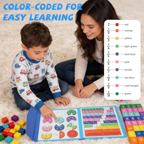 Magnetic Fraction Demonstration Book, Magnetic Fraction Educational Puzzle with Tiles & Circles, Interactive Magnetic Math Learning Kit for Kids - Image 5