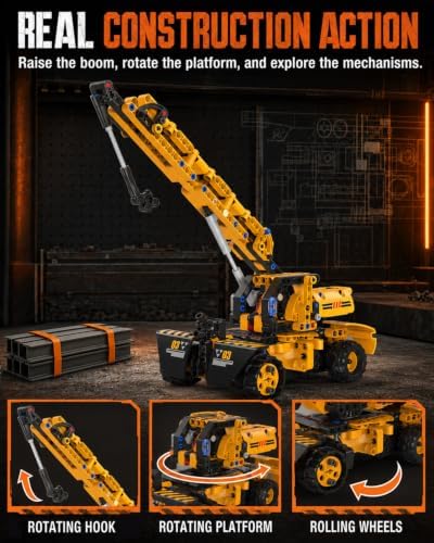 5-in-1 STEM Building Kit, RC Excavator or Crane Toy, Ages 8-13 - Image 5