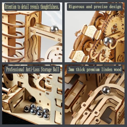 Adult 3D Wooden Spiral Walkway Marble Run Assembly Kit, DIY Mechanical Model Building Set, Educational STEM Puzzle Desktop Toy, Birthday Gift for Teens Aged 14 and up, All-new Upgraded Deluxe Edition - Image 3