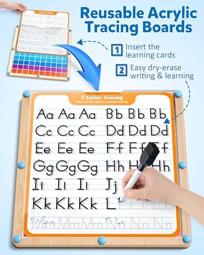 Coogam Handwriting Hundred Board, Wooden Montessori Math Manipulative - Image 2