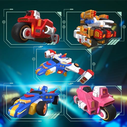 5-in-1 Transforming Vehicles Playset Include Motorcycles, Planes, Go-Karts -STEM Stacking Car Kit, Transforming Robots, Birthday Gift for Toddler Kids 6 Years Old Boys Girls - Image 6