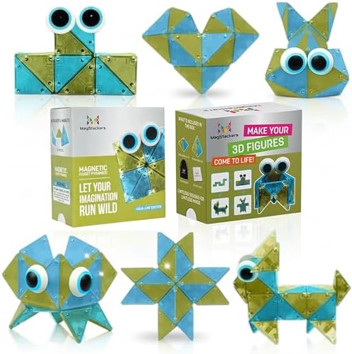MagStackers Magnet Fidgets for Kids - 22 Pc Magnetic Tiles Toy Building Set with Tetrahedron and Tripyramidal Magnet Blocks for 5+ Years - Reduce Fidgeting and Create 1000+ Fun Creatures and Designs by HyperBlasters