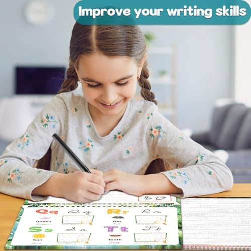 gisgfim 8 Pack Grooved Cursive Handwriting Workbook Learning Grooved Cursive Reusable Handwriting Practice kit with Disappearing Ink Pens Magic Copybooks Set for Kids Beginners Kickoff Student - Image 5