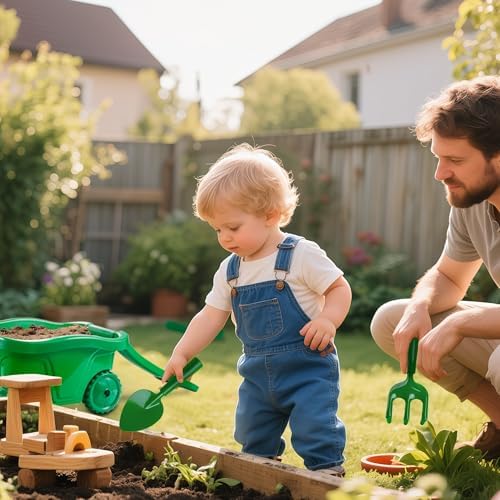 Kids Gardening Tools with Outdoor Yard Wheelbarrow Set Toys, Ages 3+ - Image 3