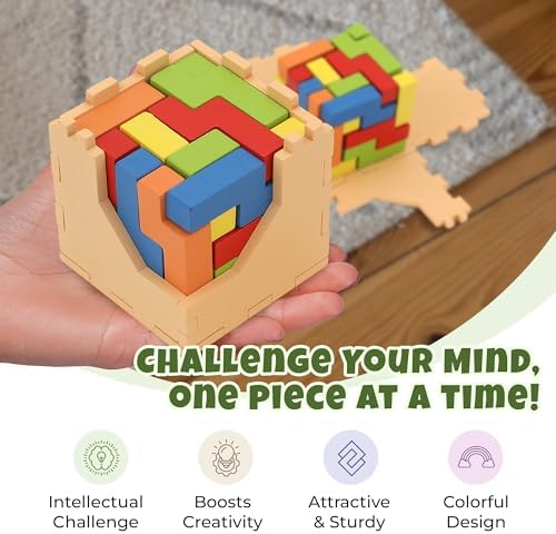 Sharp Brain Zone 3D Wooden Puzzle Cube (25N Style) | Colorful, Eco-Friendly Wooden Puzzle for Mental Stimulation, Focus, and Problem-Solving Fun | Challenging Brain Teaser for Adults and Kids - Image 2