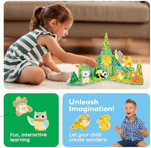 PicassoTiles Magnetic Tiles Forest Animal Characters, Tile Add-Ons, Age 3+ - Image 5