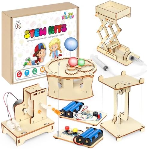 5 in 1 STEM Kits Projects for Kids, STEM Toys Crafts for Boys, Girls, Ages 8+, Science Building Toys Kits for Kids, 3D Wooden Puzzles, Birthday Gift for Boys Girls 8 9 10 11 12 Years Old by KizFav
