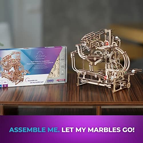 UGEARS Marble Run Stepped Hoist, Model Kit, 3D Puzzle, Fun DIY Model Kit Crafts for Adults - Unique Gift 3D Puzzle for Adult Marble Game for Hobby Enthusiasts - 355 Pcs - Image 6