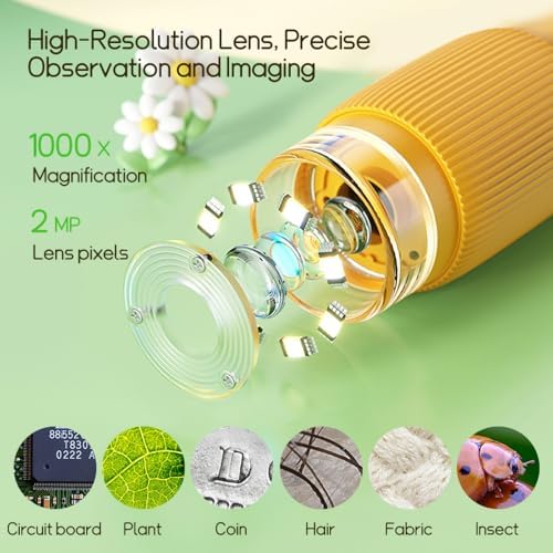 WINWEND Kids Microscope Pocket Microscope -1000X Portable Microscope for Kid | Photo and Video Mini Microscopes | 2'' Digital Little Scientist Microscopes for 3-10 Age Years Old Boys Girls Toys Gifts - Image 4