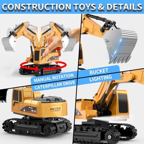 Remote Control Excavator Dump Truck Set, RC Construction Toy for Boys 3-12 - Image 3