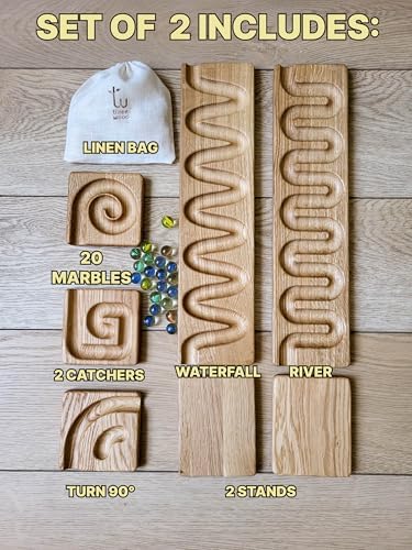 Marble Run Track Race Machine Personalized Wooden Maze Board Ball Run Course Gift for Kids Run Race Winding Track Roller (Set of 2) - Image 3