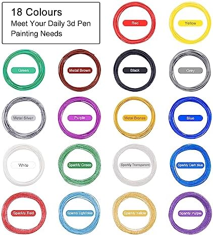 Kretrum 18 Colors 3D Pen Filament Refills Compatible with SCRIB3D MYNT3D PIKA3D 3D Pen for Kids Per Color 10Feet 1.75mm PLA 3D Printing Pen Filament Refills, NOT FIT 3Doodler Start Pen - Image 2