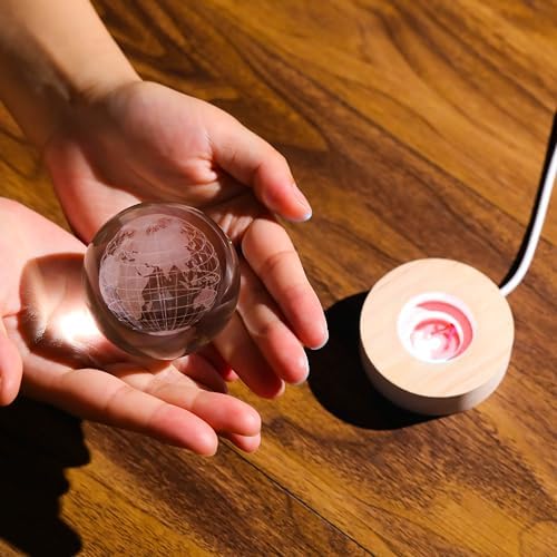 3D Globe Crystal Ball with LED Colorful Lighting Touch Base, Earth Decor Science Astronomy Gifts Solar System Space Gifts Decor - Image 2