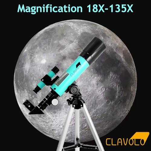 Refractor Telescope with Finder Scope for Kids & Astronomy Beginners, Travel Telescope with 3 Eyepieces Magnification 18X – 135X - Image 2