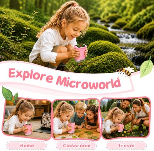 SEEKID Microscope for Kids 200-1000X, STEM Toy Science Kit for Kid(Pink) - Image 6