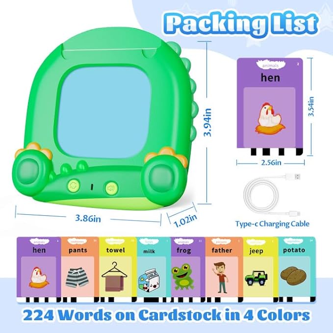 Talking Flash Cards for Toddler, Kids Learning Toys, Children's Sensory Education Speech Therapy Toys,Montessori Learning Educational Present for 3+ Year Old with 224 Sight Words