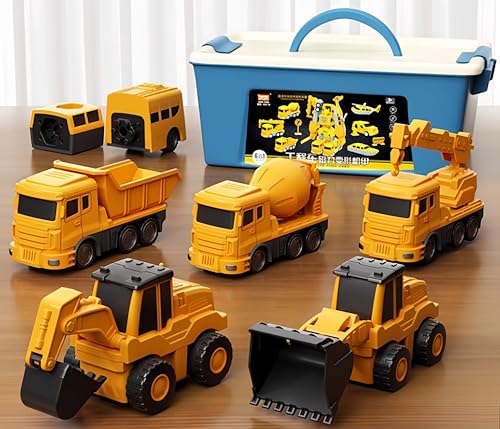 Magnetic Transform Engineering Car Assembled Toys with Storage Box, Magnetic Cars and Trucks for Kids,Magnetic Blocks for Toddlers,Outdoor Activities for Kids Ages 3-5 4-8 by KKPOT