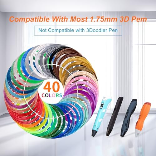 Kretrum 40 Colors PLA 3D Pen Filament Refills Compatible with SCRIB3D MYNT3D PIKA3D 3D Pen Most 1.75mm 3D Prining Pens NOT FIT 3Doodler Start Pen - Image 6