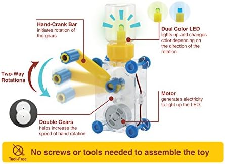Tenergy ODEV Dynamo Lantern Educational STEM Building Toy, Hand Cranked Power Generator, Light Bulb Science Experiments Kits for Kids Age 14+ - Image 4