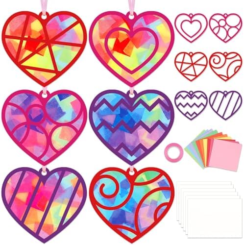 Qyeahkj 36Set Valentine's Day Suncatchers Crafts Kit for Kids by Qyeahkj